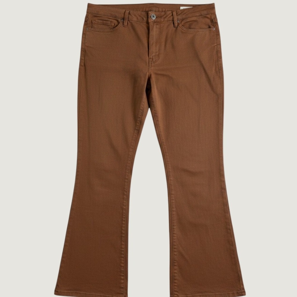 FRAME Le Crop Mini Boot Jeans Women 32 Brown Caramel Coated Denim Waxed Fall